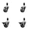 Service Caster 3'' Thermoplastic Rubber Wheel Swivel 1-3/8'' Expanding Stem Caster Set 2 Brakes, 4PK SCC-EX20S314-TPRB-2-PLB-2-138 - alternate 1